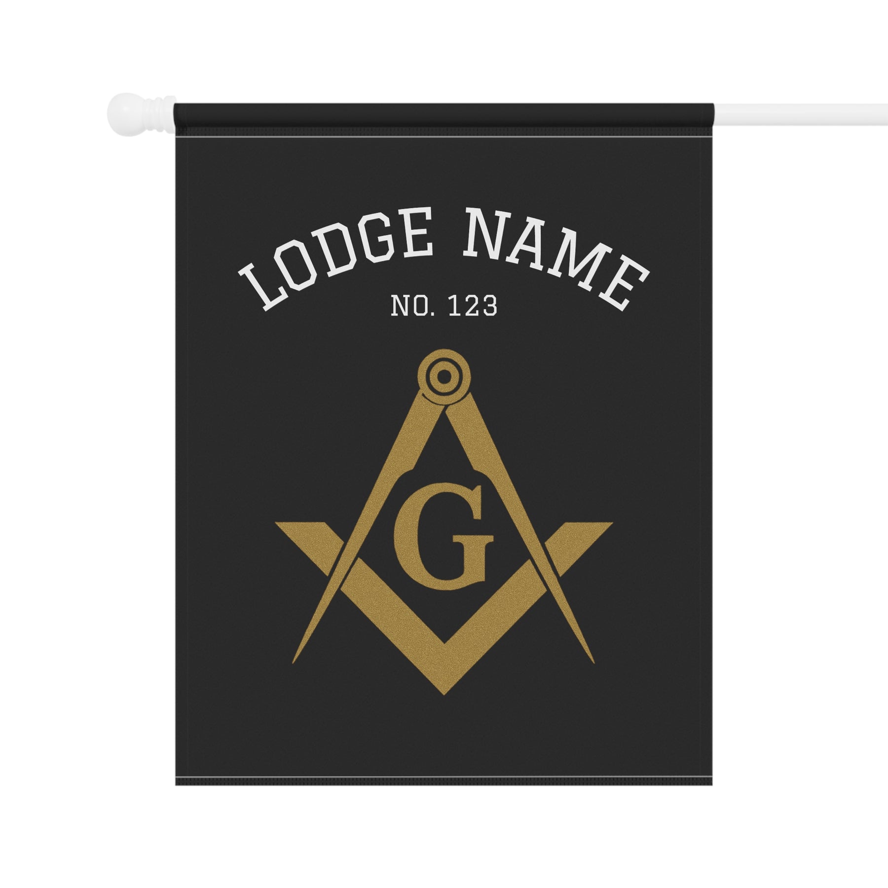 Master Mason Blue Lodge Yard Flag - Gold Square & Compass G with Customization - Bricks Masons