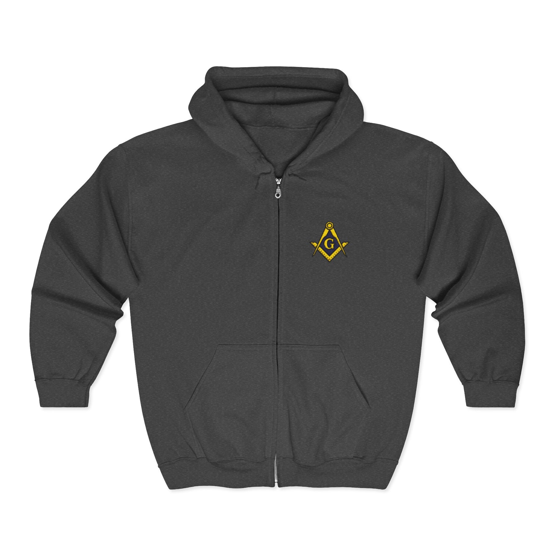 Master Mason Blue Lodge Hoodie - Zip Up Jacket with Embroidered Emblem - Bricks Masons