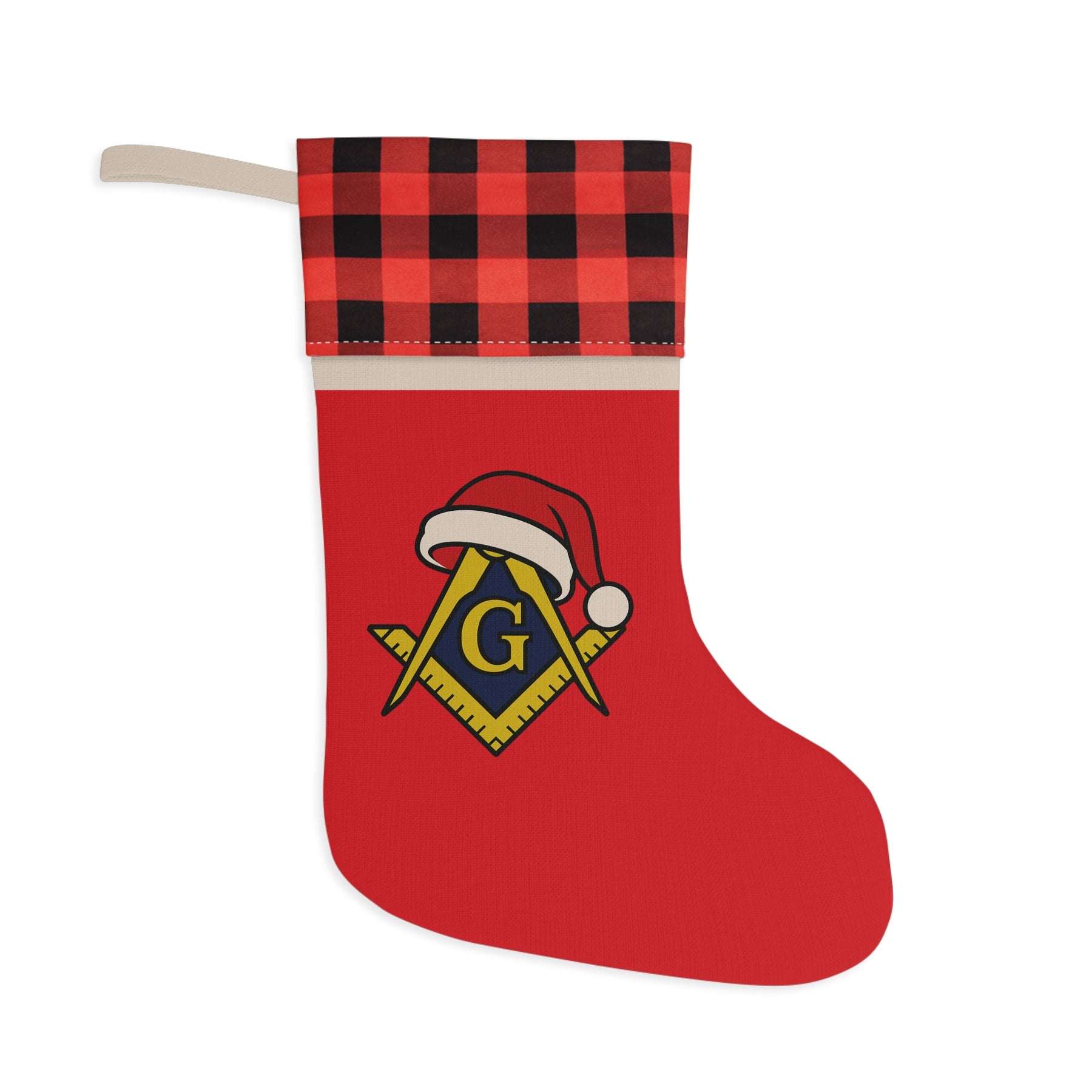 Master Mason Blue Lodge Christmas Stocking - Square & Compass G Emblem - Bricks Masons