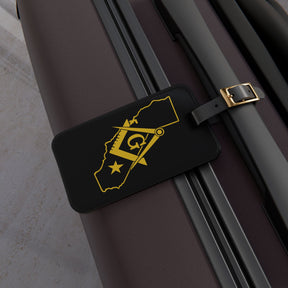 Master Mason Blue Lodge Luggage Tag - California Mason With Black Leather Strap - Bricks Masons