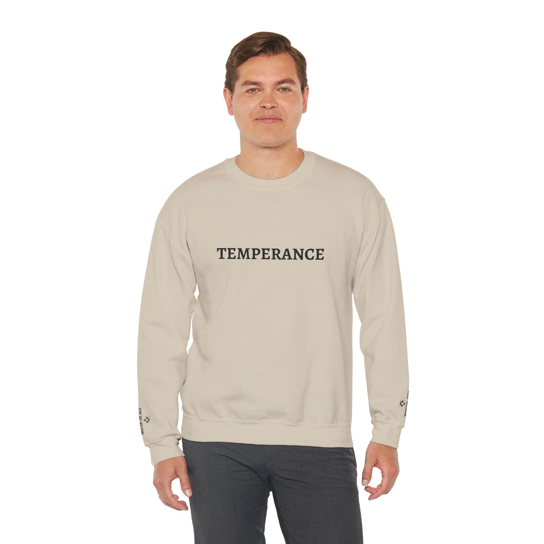 Entered Apprentice Blue Lodge Sweatshirt - Temperance Front & Sleeves Embroidery - Bricks Masons
