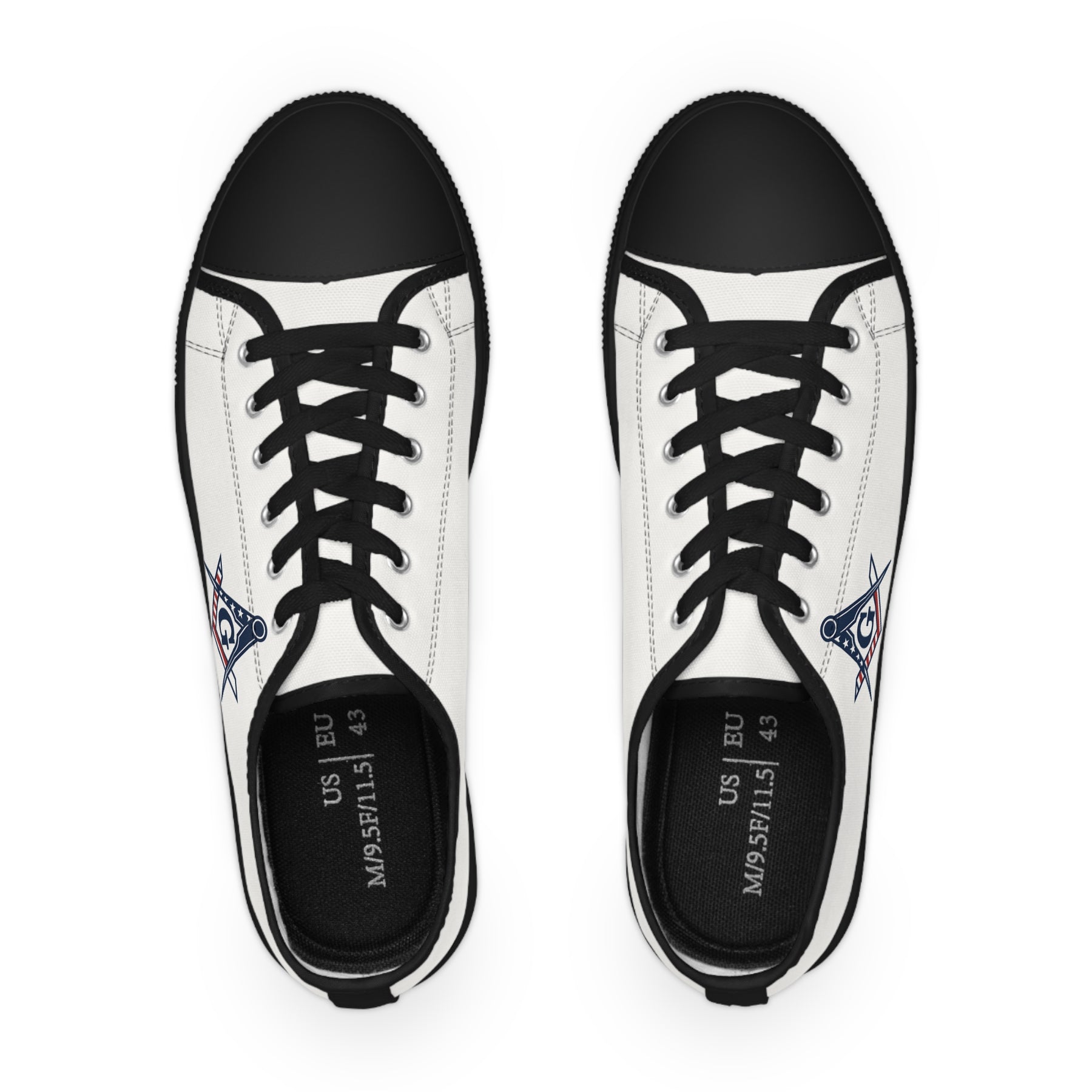 Master Mason Blue Lodge Sneaker - Low Top Sneaker Black & White USA Flag - Bricks Masons
