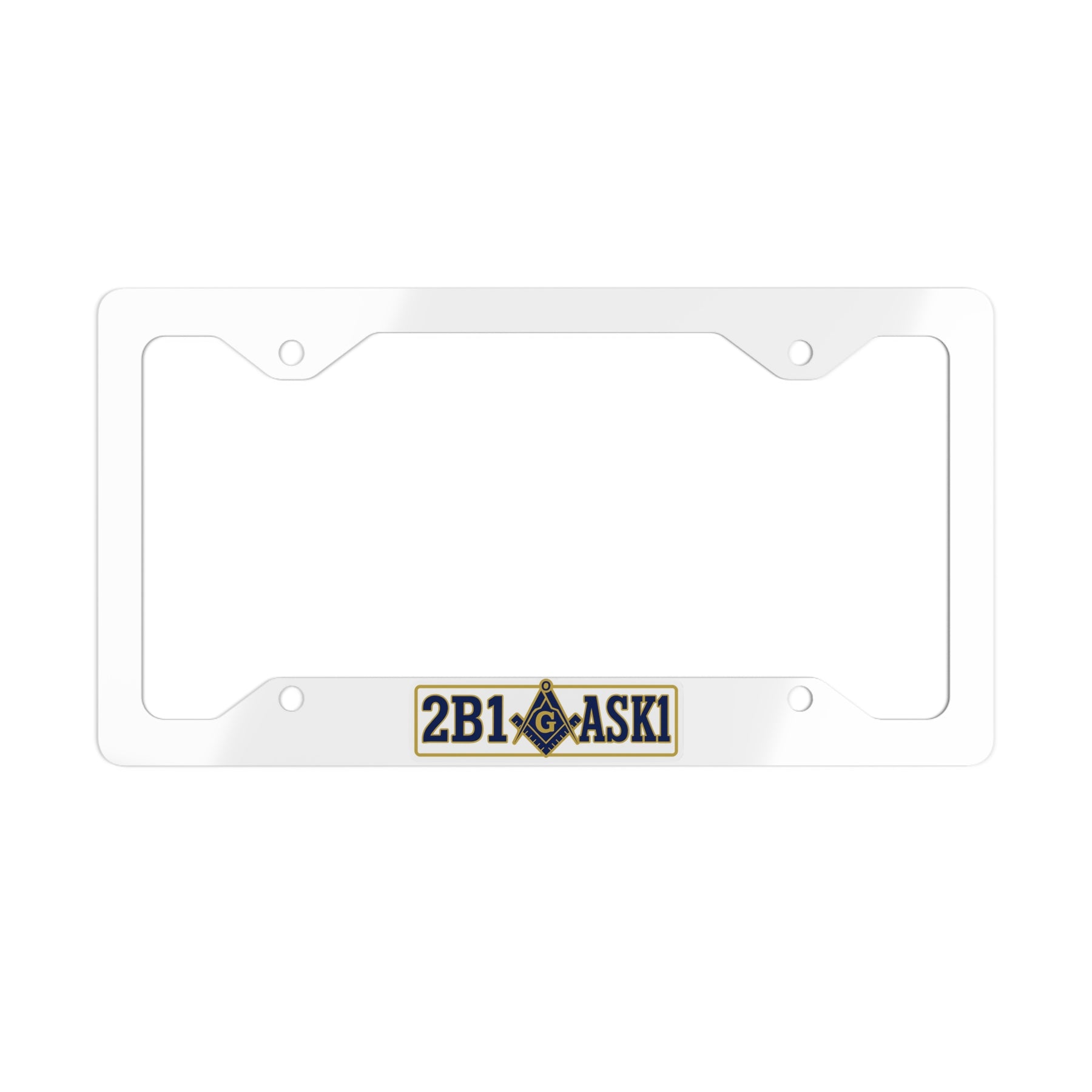 Master Mason Blue Lodge License Plate Frame - 2B1ASK1 Design Sleek Metal - Bricks Masons