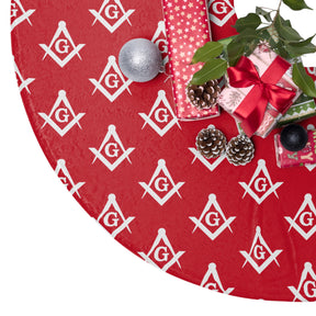 Master Mason Blue Lodge Christmas Tree Skirt - Silver Square & Compass G - Bricks Masons