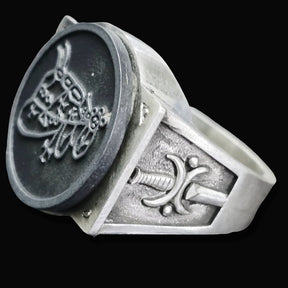 Demon Ring 26 DUKE BUNAS 72 Demons Minor Key of Solomon Goetia In Silver 2.2 cm x 1.8 cm 18 Gr Art 1804 - Bricks Masons