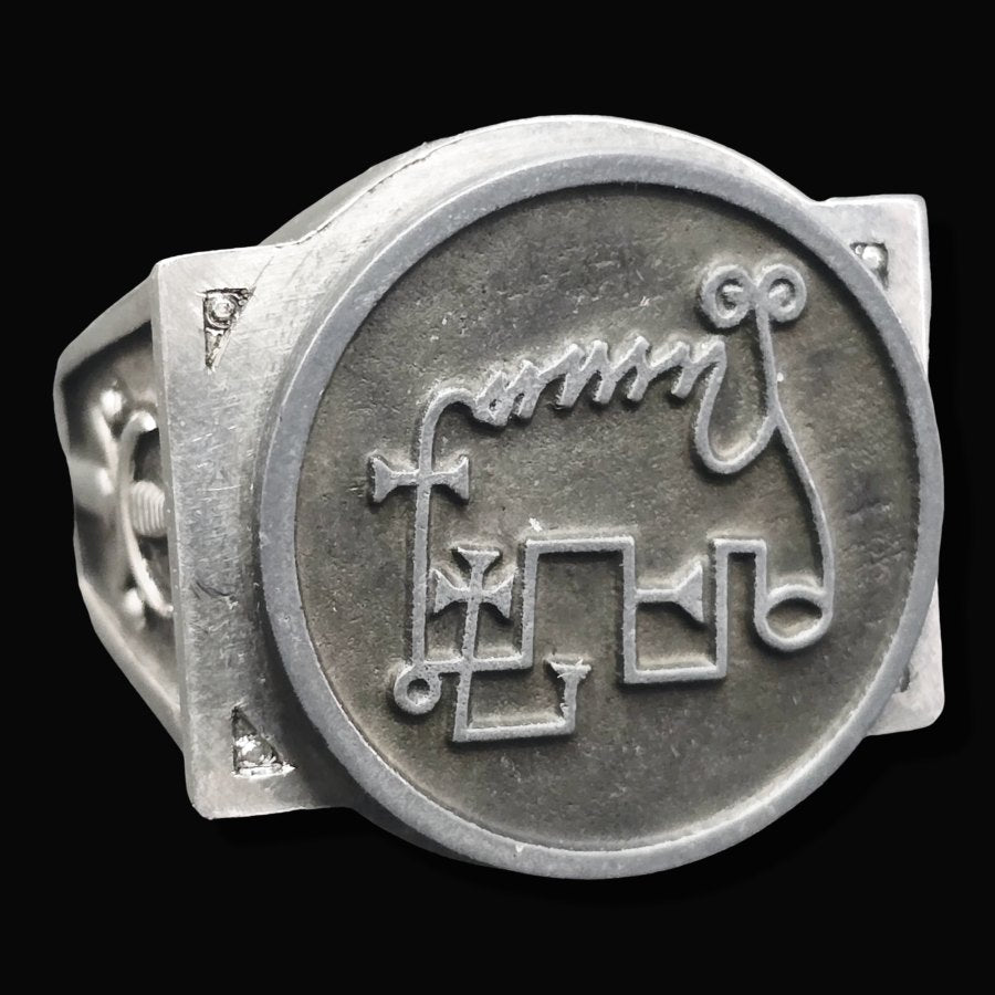 Demon Ring 58 PRESIDENT AMI 72 Demons Lesser Key of Solomon Goetia In Silver 2.2 cm x 1.8 cm 18 Gr Art 1836 - Bricks Masons