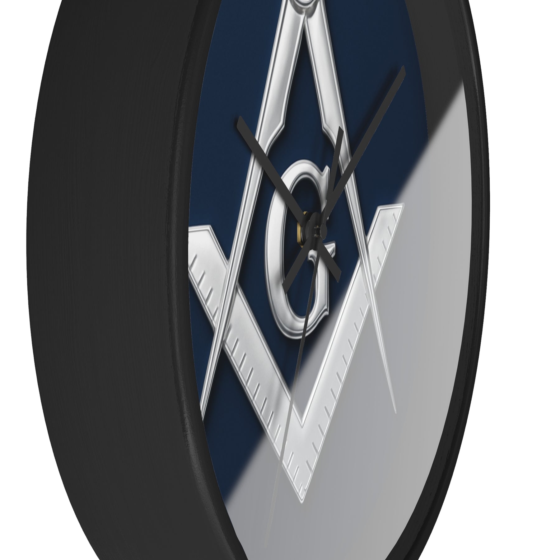 Master Mason Blue Lodge Clock - S&C G Emblem on Wood Frame - Bricks Masons