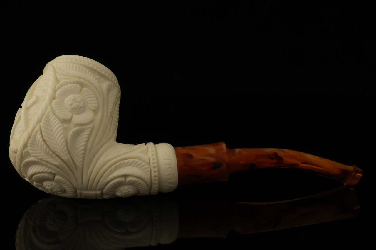 Master Mason Blue Lodge Meerschaum Pipe - Handcrafted With Fitted Case - Bricks Masons