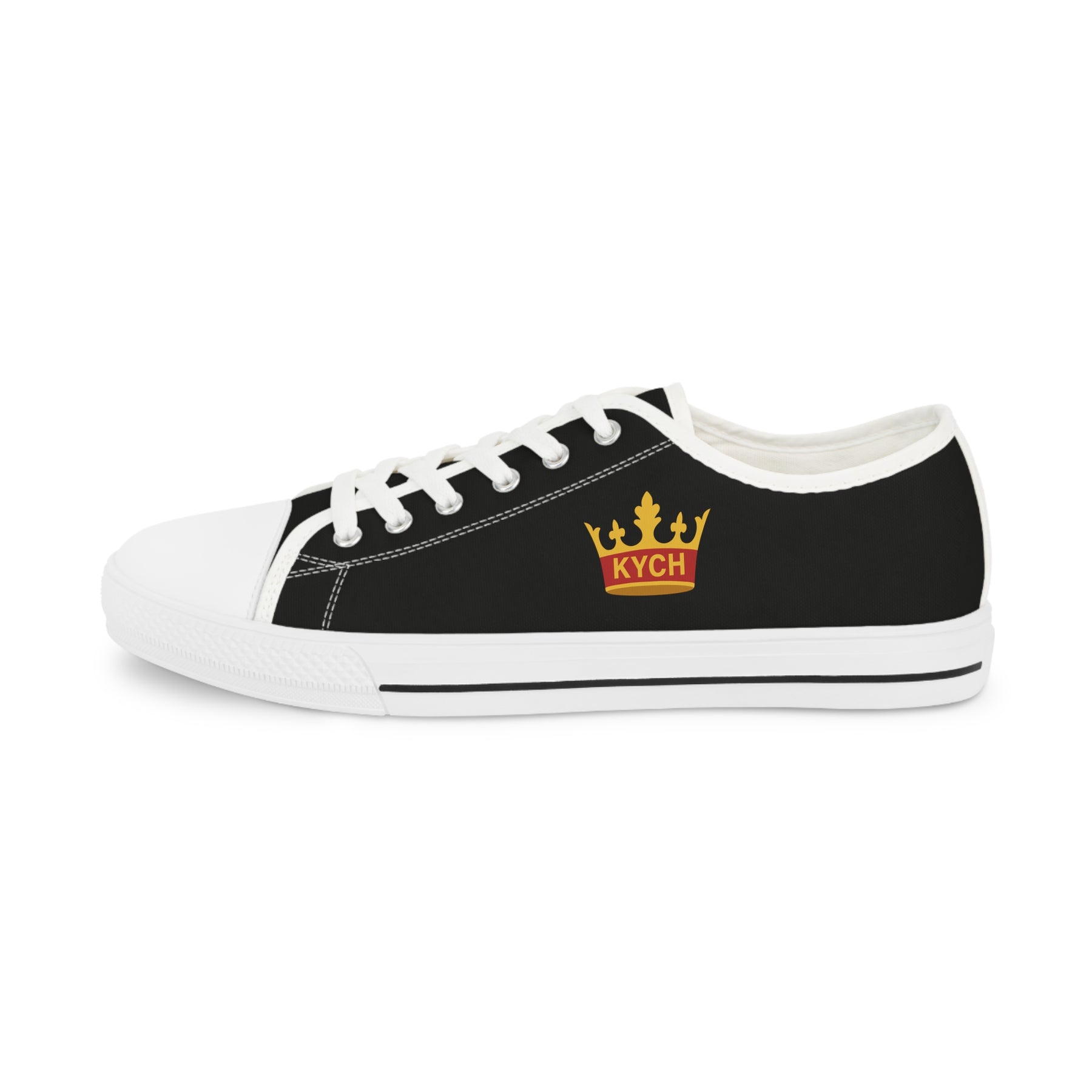 KYCH Sneaker - Low Top Sneaker Black & White Golden Emblem - Bricks Masons