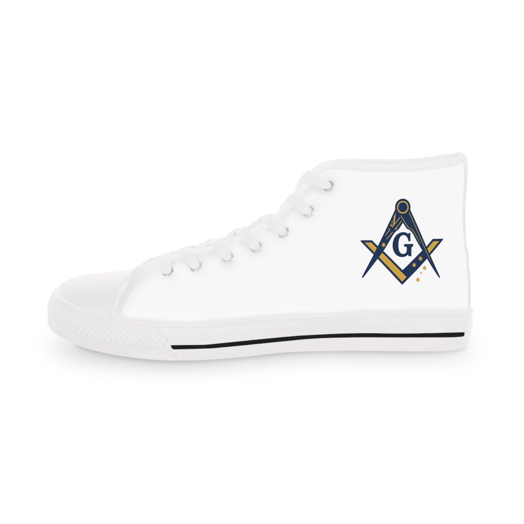 Master Mason Blue Lodge Australia Jurisdiction Sneaker - High Top Black & White S&C G - Bricks Masons