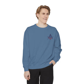 Master Mason Blue Lodge Sweatshirt - Square & Compass with G US Flag - Bricks Masons