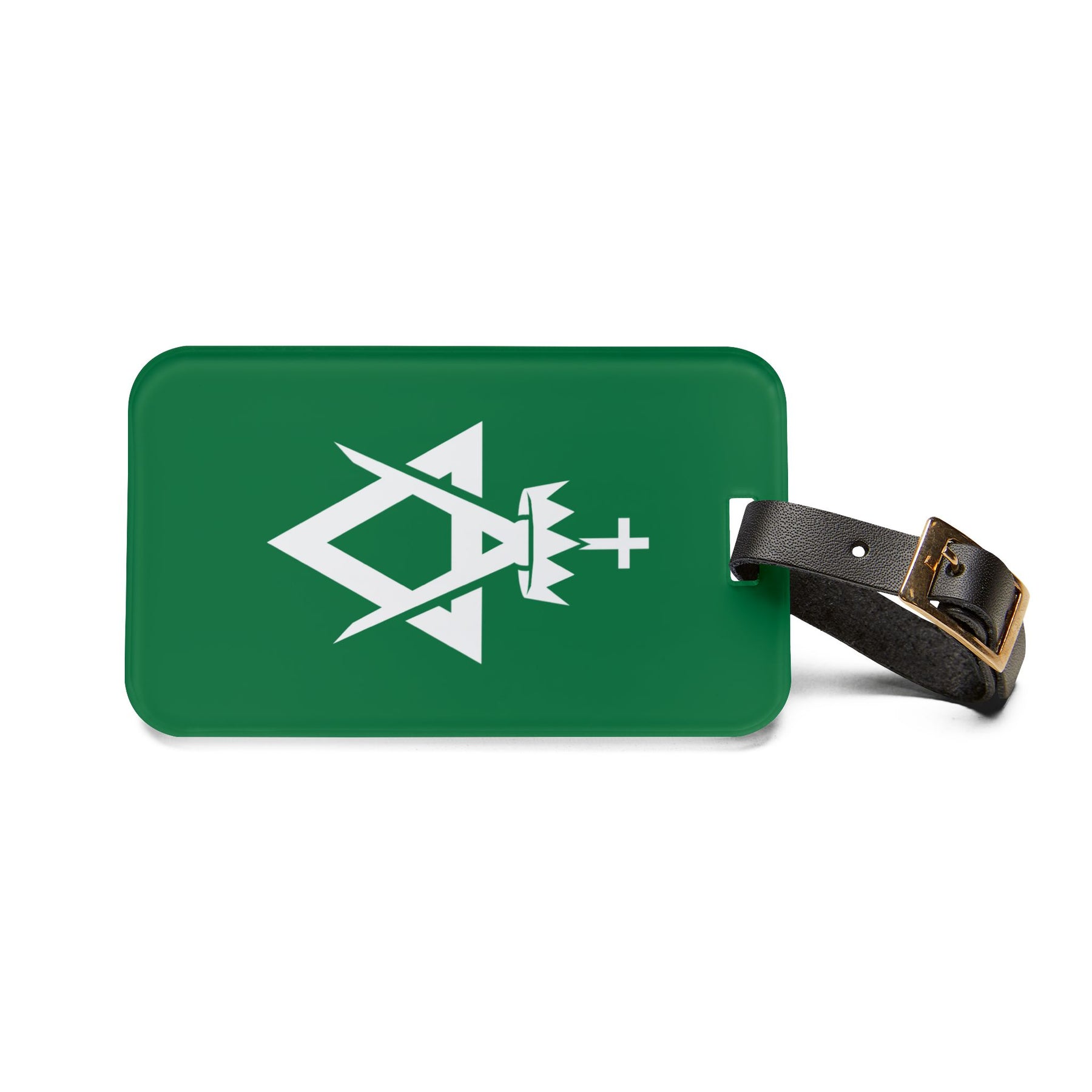 Allied Masonic Degrees Luggage Tag - Green With Black Leather Strap - Bricks Masons
