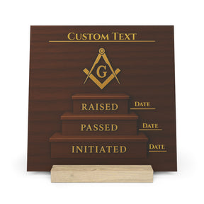Master Mason Blue Lodge Plaque - S&C G on Milestone steps with Customization - Bricks Masons