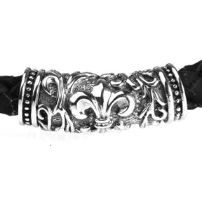 Knights Templar Commandery Bracelet - Silver & Black Leather Bracelet With Magnetic Buckle - Bricks Masons