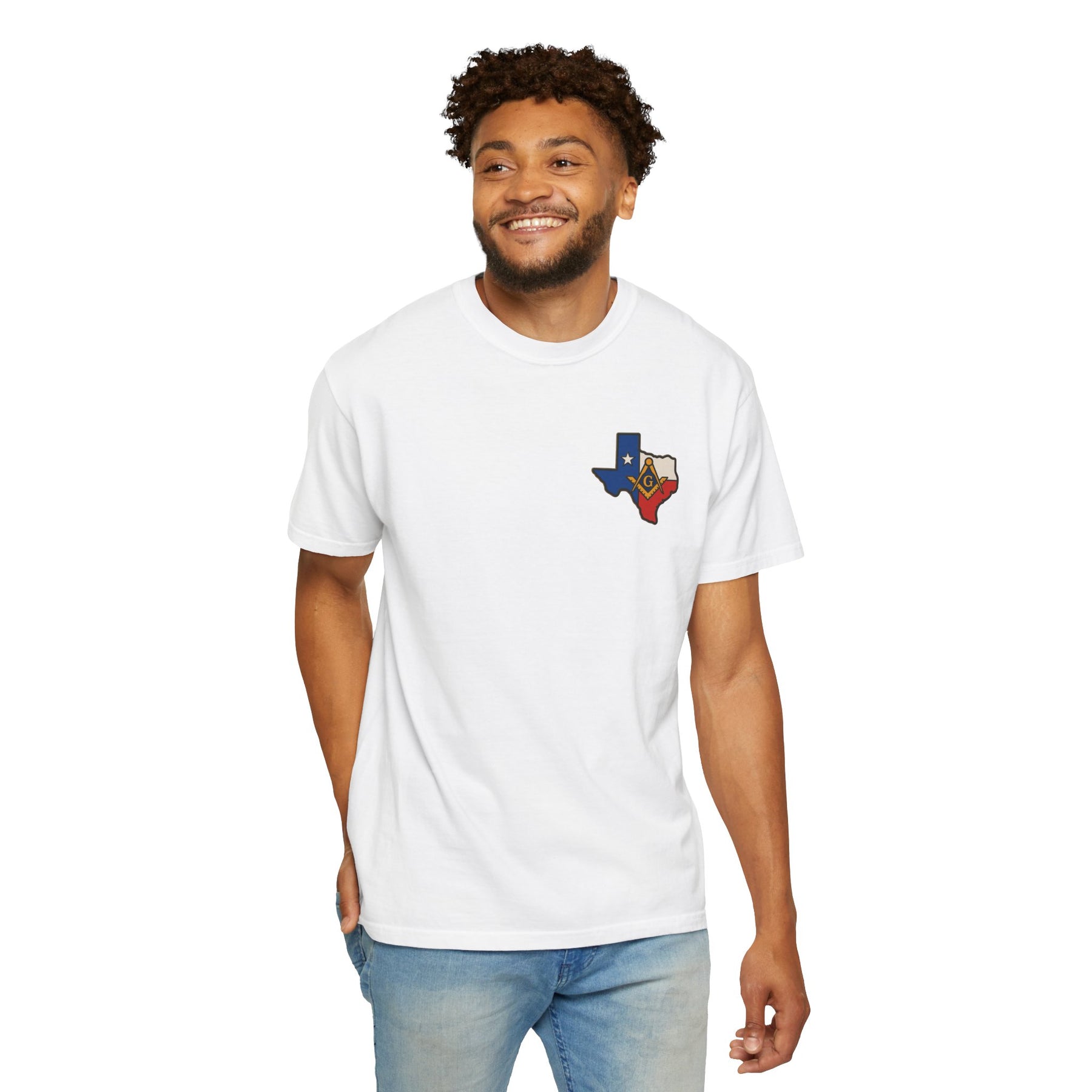 Master Mason Blue Lodge T-Shirt - Garment-Dyed Texas Mason - Bricks Masons