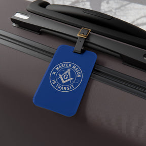 Master Mason Blue Lodge Luggage Tag - Blue Mason in Transit Black Leather Strap - Bricks Masons
