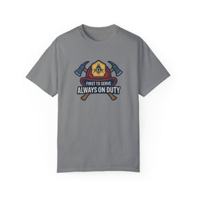 Master Mason Blue Lodge T-Shirt - Garment-Dyed Firefighter Tee - Bricks Masons