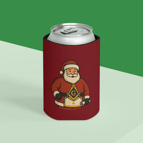 Master Mason Blue Lodge Can Cooler - Square & Compass G Christmas Edition - Bricks Masons