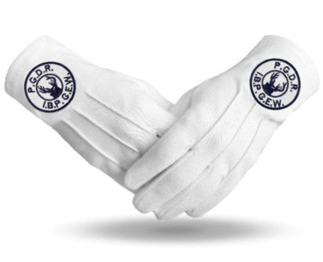 Past Grand Daughter Ruler Elks of the World Gloves - White Cotton - Bricks Masons