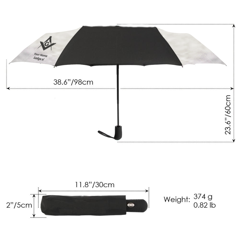 Master Mason Blue Lodge Umbrella - Wings Down Three Folding Windproof