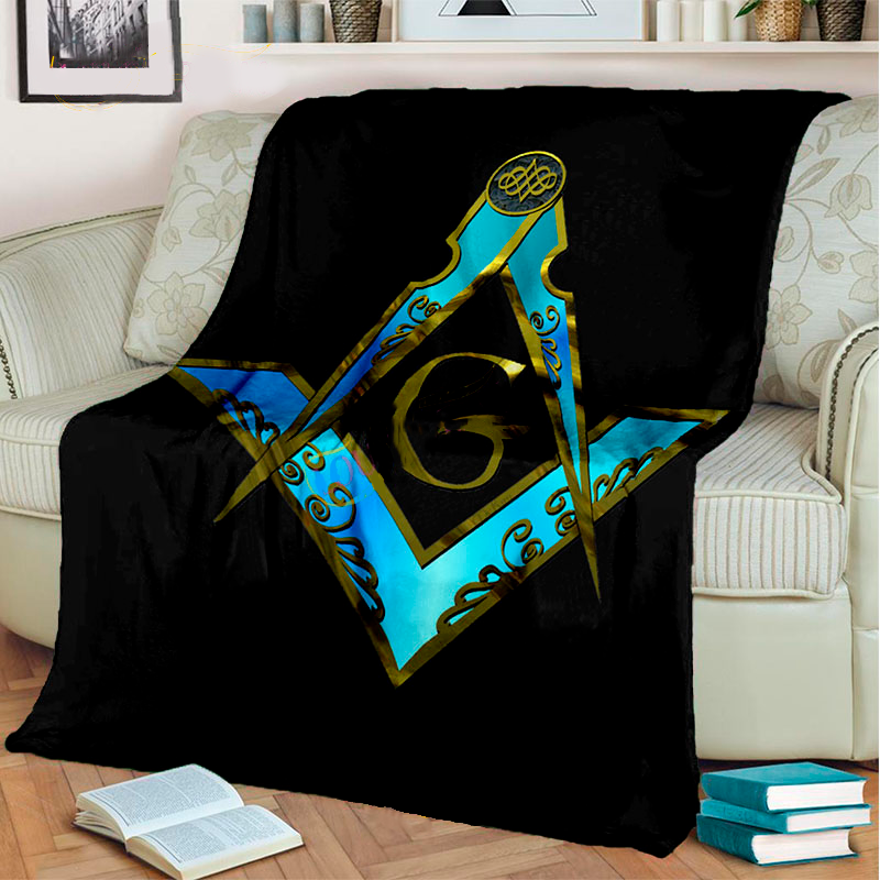 Master Mason Blue Lodge Blanket - 3D Printed Square and Compass G Flannel - Bricks Masons