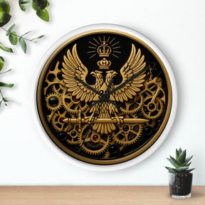 33rd Degree Scottish Rite Clock - Open Gear Eagle on Wood Frame With Plexiglass Face - Bricks Masons