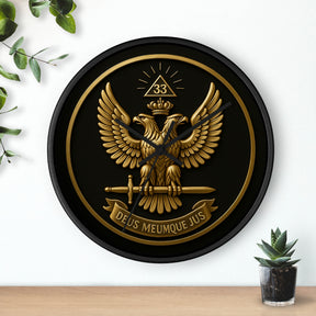 33rd Degree Scottish Rite Clock - Eagle Emblem with “Deus Meumque Jus 33” - Bricks Masons