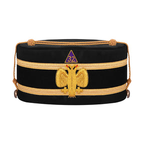 32nd Degree Scottish Rite Crown Cap - Wings Down Hand Embroidery Gold Bullion - Bricks Masons
