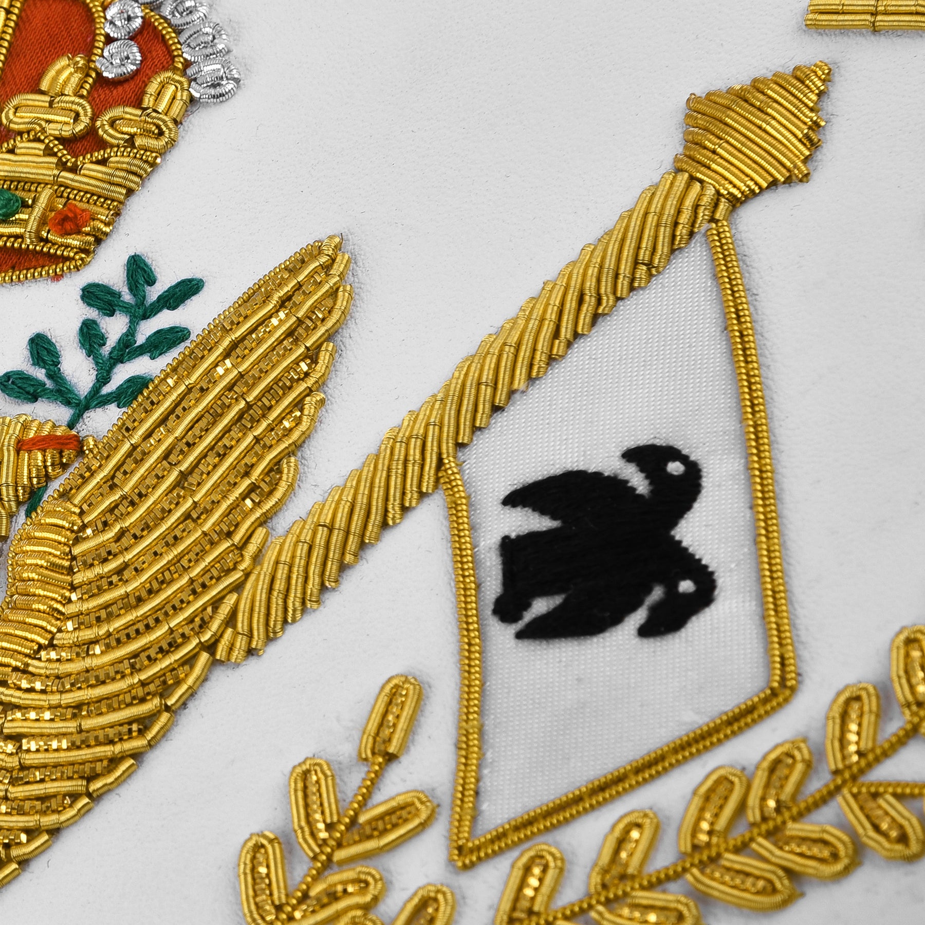 33rd Degree Scottish Rite Apron - Hand Embroidery Gold Bullion Wings Up ALL COUNTRIES FLAGS - Bricks Masons