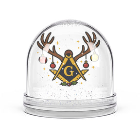 Master Mason Blue Lodge Snow Globe - Square & Compass with G Symbol Holiday Edition - Bricks Masons