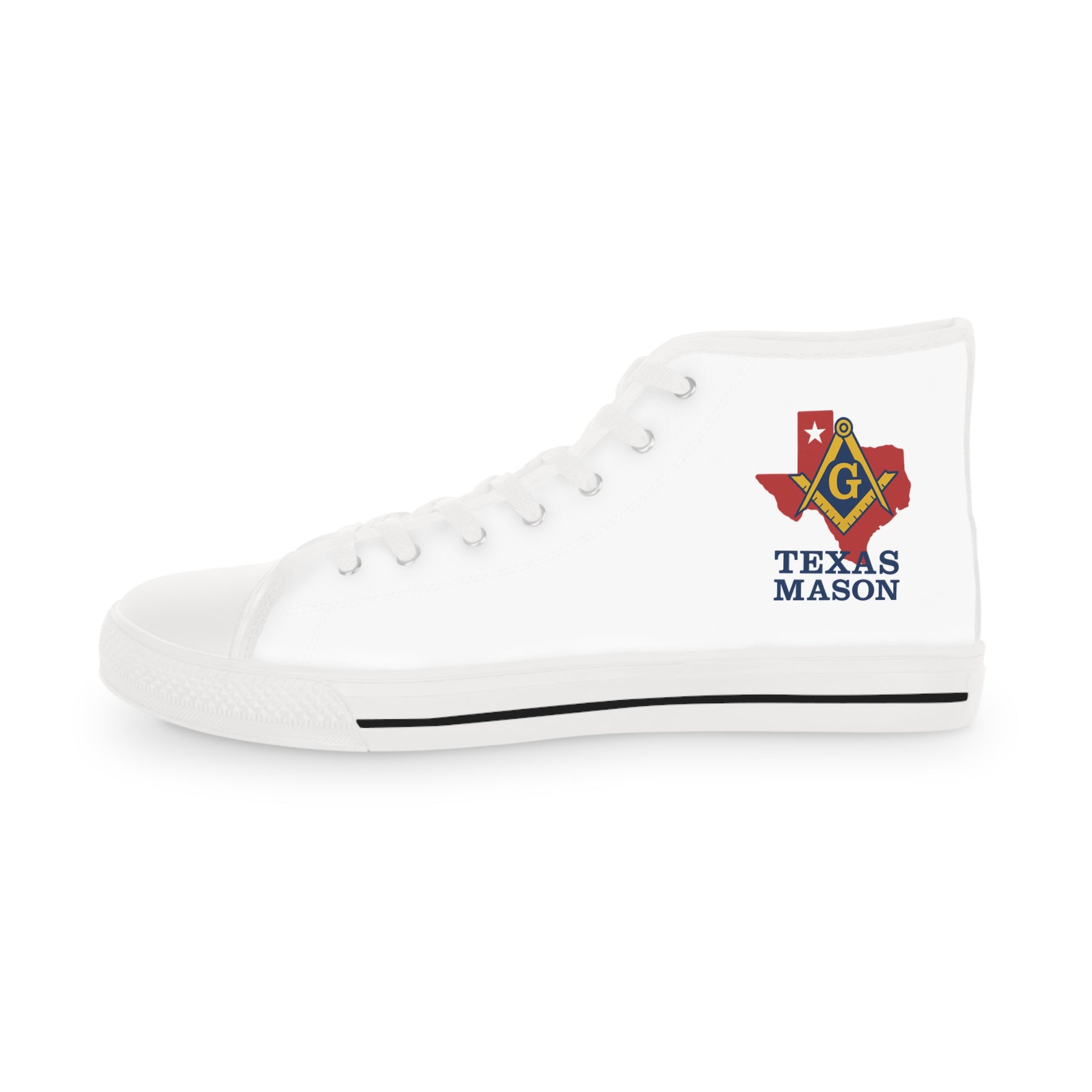 Master Mason Blue Lodge Sneaker - High Top Black & White Sole Texas Mason - Bricks Masons