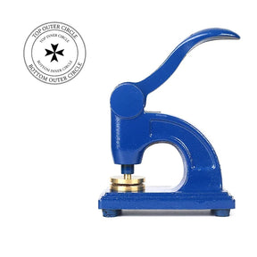 The Order Of Saint Lazarus  Long Reach Seal Press - Heavy Embossed Stamp Blue Color Customizable - Bricks Masons