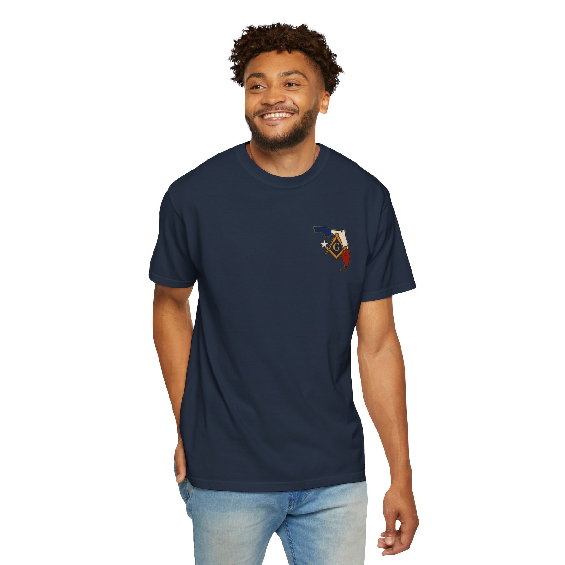 Master Mason Blue Lodge T-Shirt - Garment-Dyed Florida Mason - Bricks Masons
