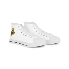 Master Mason Blue Lodge Sneaker - High Top Black & White Sole with Golden S&C G - Bricks Masons