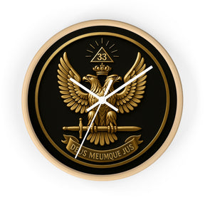 33rd Degree Scottish Rite Clock - Eagle Emblem with “Deus Meumque Jus 33” - Bricks Masons