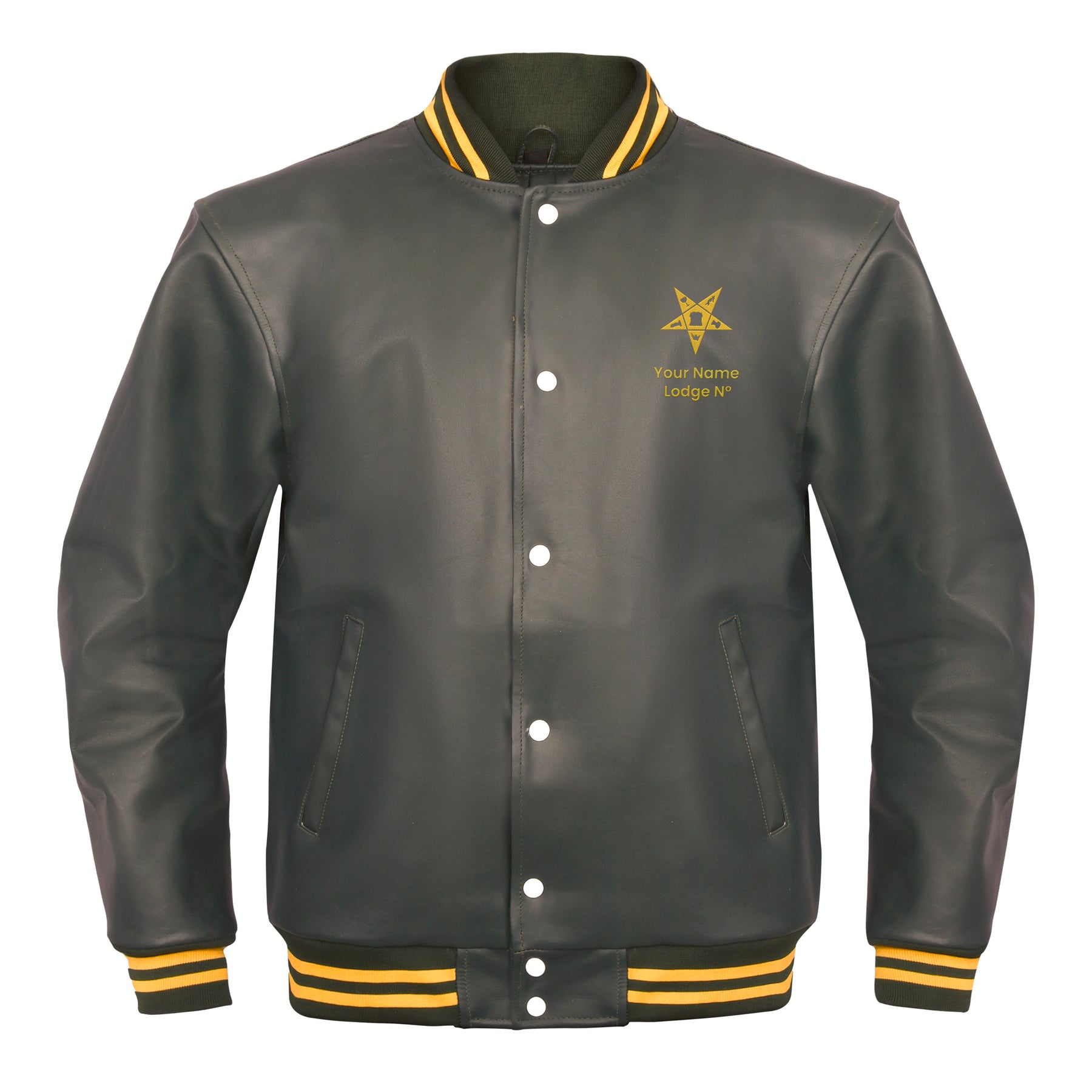 OES Jacket - Leather With Customizable Gold Embroidery - Bricks Masons