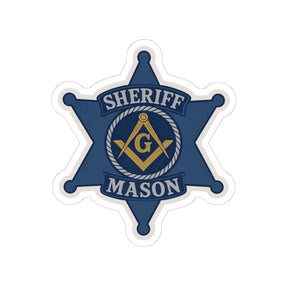 Master Mason Blue Lodge Sticker Decal - Kiss-Cut Blue Sheriff Star - Bricks Masons