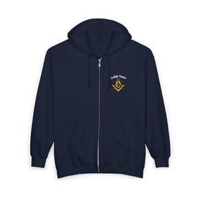 Master Mason Blue Lodge Hoodie - Zip Up Jacket S&C G with Customization - Bricks Masons