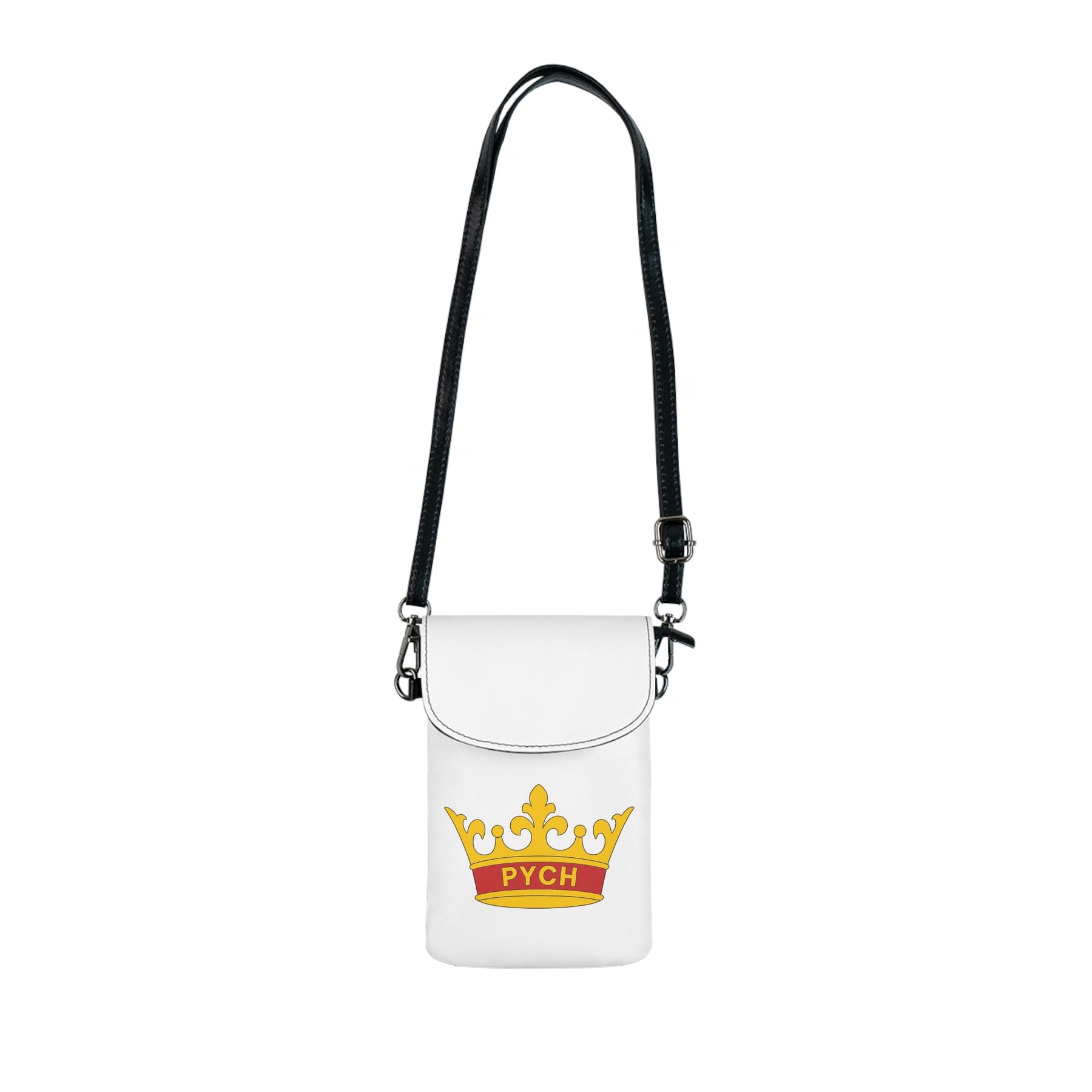 PYCH Cell Phone Wallet - White Microfiber Leather With Crown - Bricks Masons