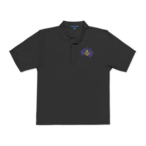 Master Mason Blue Lodge Australia Jurisdiction Polo Shirt - Embroidered Square & Compass G Mason - Bricks Masons