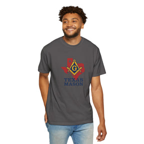 Master Mason Blue Lodge T-Shirt - Texas Mason Garment-Dyed Tee - Bricks Masons