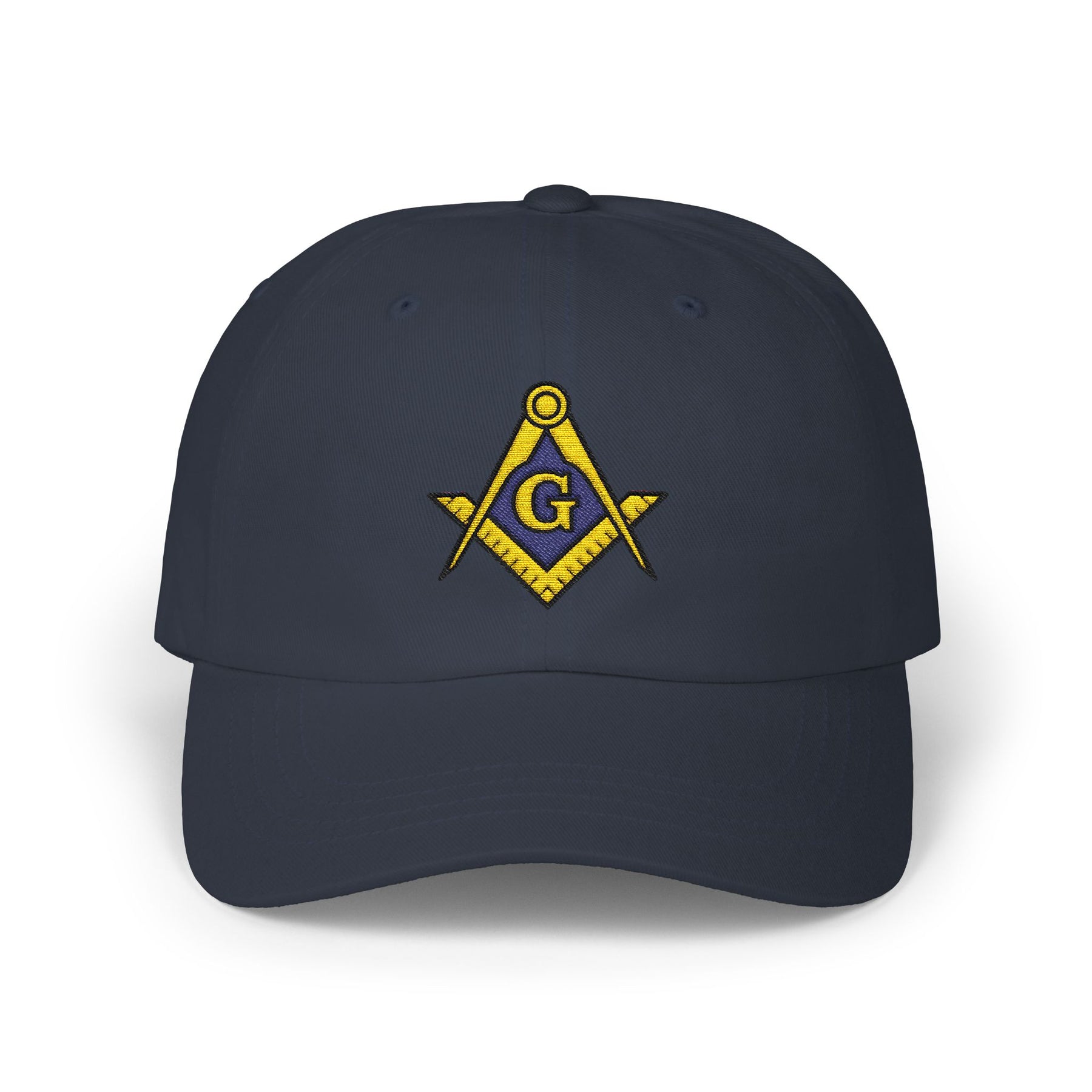 Master Mason Blue Lodge Baseball Cap - Gold & Blue Embroidered Square & Compass G - Bricks Masons