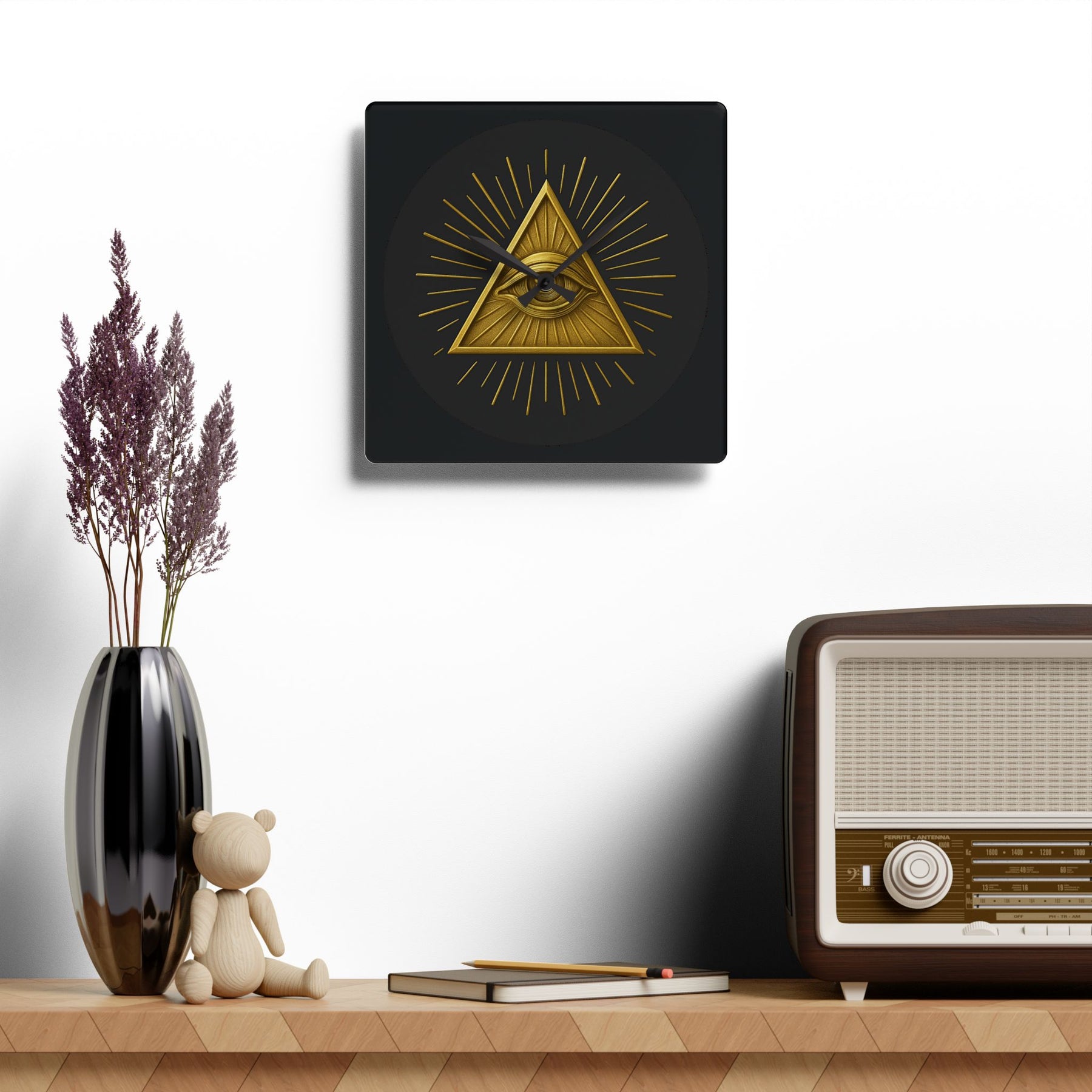 Eye of Providence Clock - All Seeing Eye Design on Acrylic - Bricks Masons