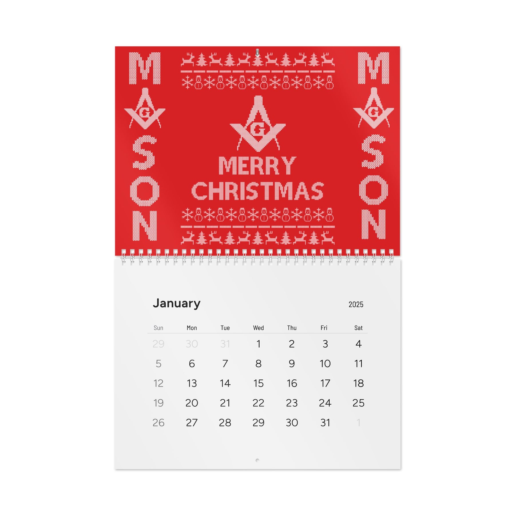 Master Mason Blue Lodge Calendar -  Ugly Merry Christmas Square and Compass G 2025