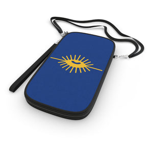 Knights of the All Seeing Eye Passport Wallet - Blue & Yellow Eye With Shoulder & Wrist Strap - Bricks Masons