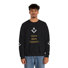 Master Mason Blue Lodge Sweatshirt - Faith Hope & Charity with Square & Compasses