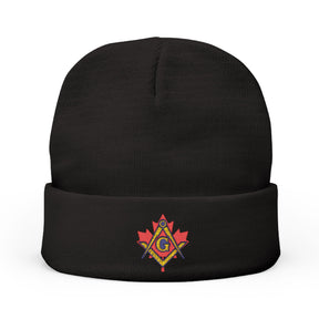 Master Mason Blue Lodge Canada Jurisdiction Beanie - Knit Embroidery S&C Maple Leaf - Bricks Masons