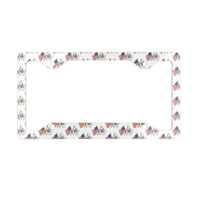 Master Mason Blue Lodge License Plate Frame - Crossed Flags Sleek Metal - Bricks Masons