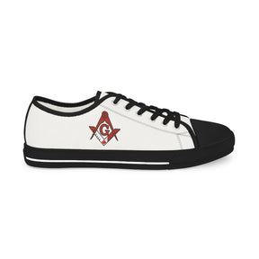 Master Mason Blue Lodge Canada Jurisdiction Sneaker - Low Top Sneaker Black & White S&C G Flag - Bricks Masons
