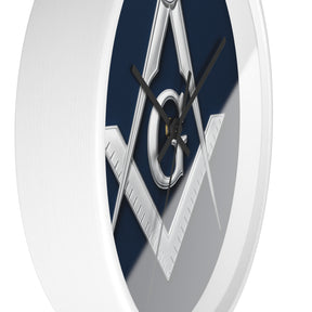 Master Mason Blue Lodge Clock - S&C G Emblem on Wood Frame - Bricks Masons
